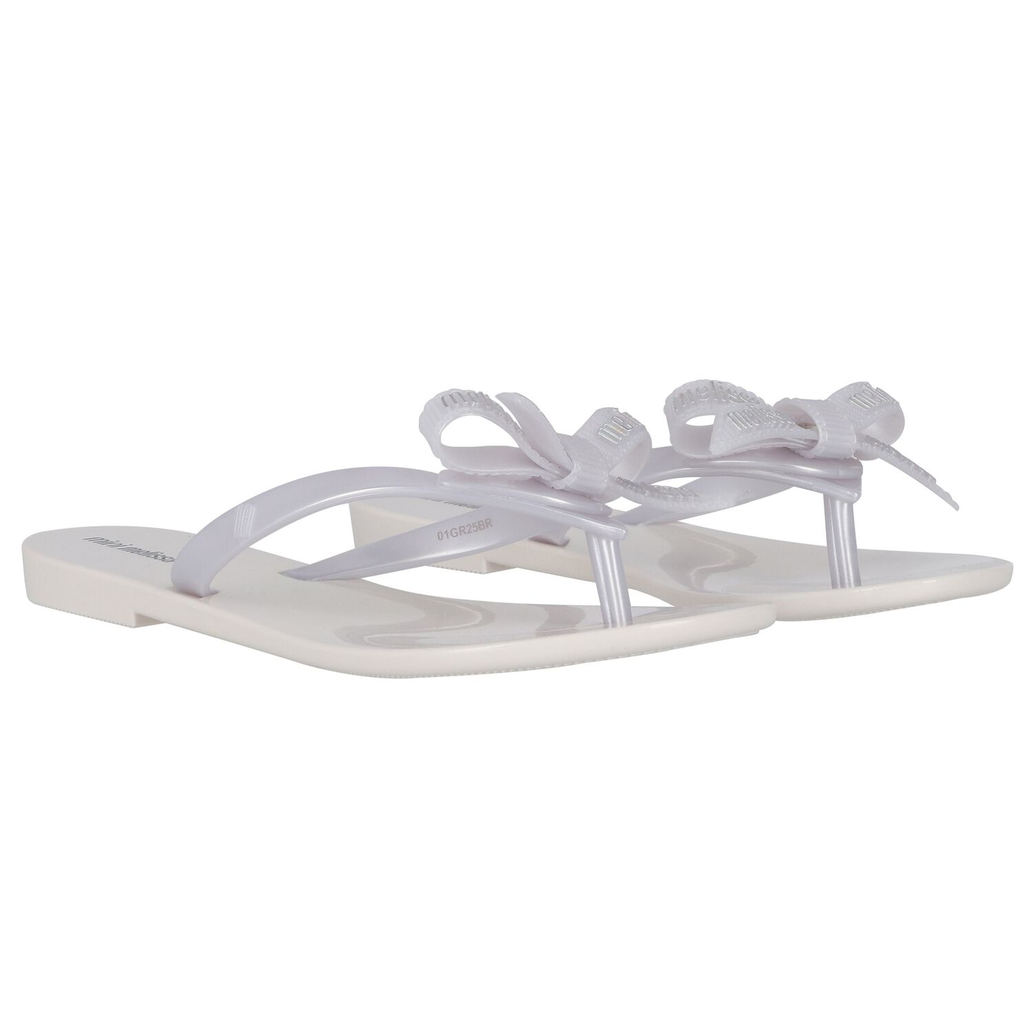 Girls White Logo Bow Flip Flops, 1, hi-res image number null