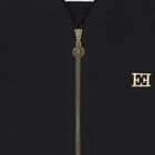 Girls Black Logo Zip Up Top, 1, hi-res