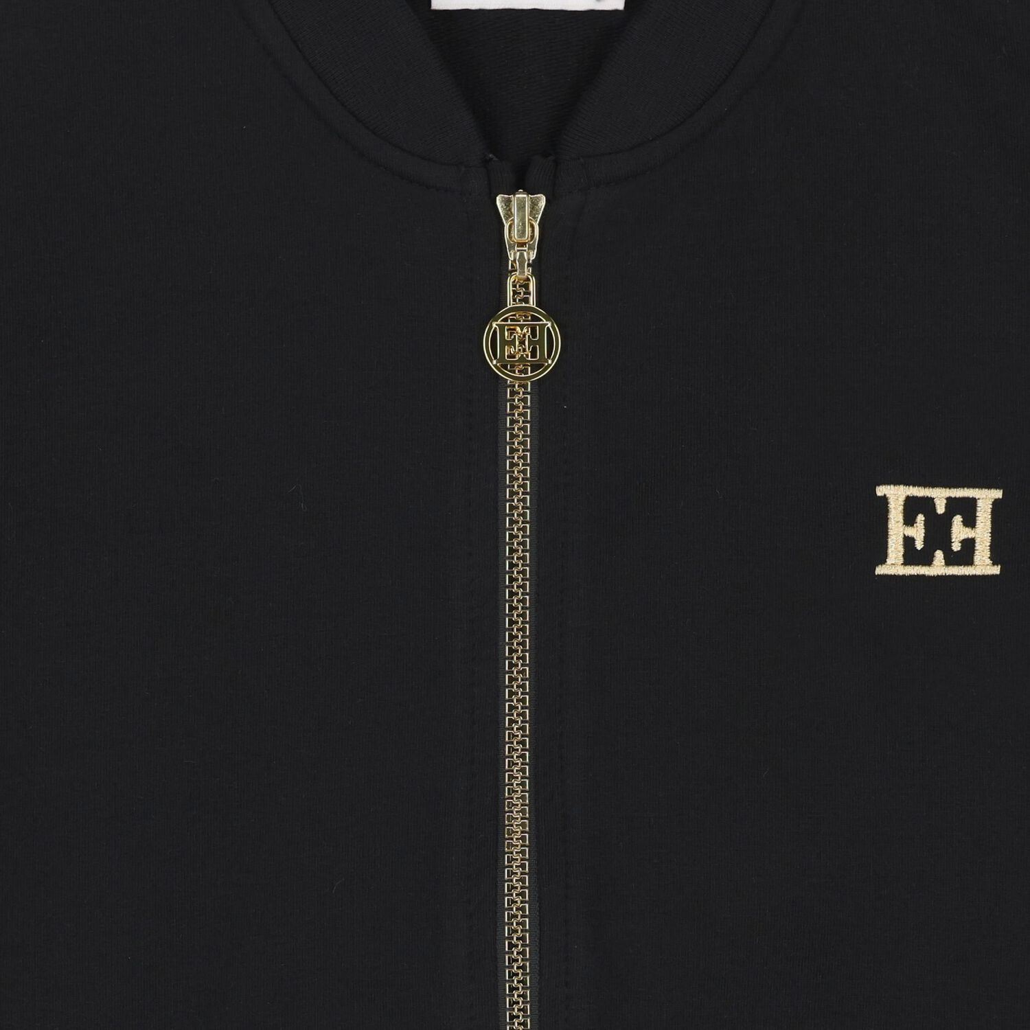Girls Black Logo Zip Up Top, 1, hi-res