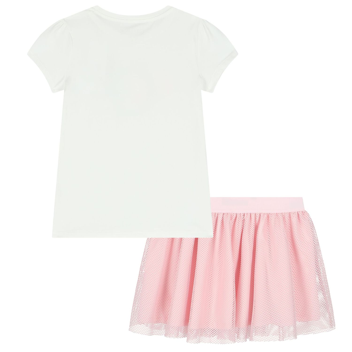 Girls White & Pink Logo Skirt Set, 1, hi-res