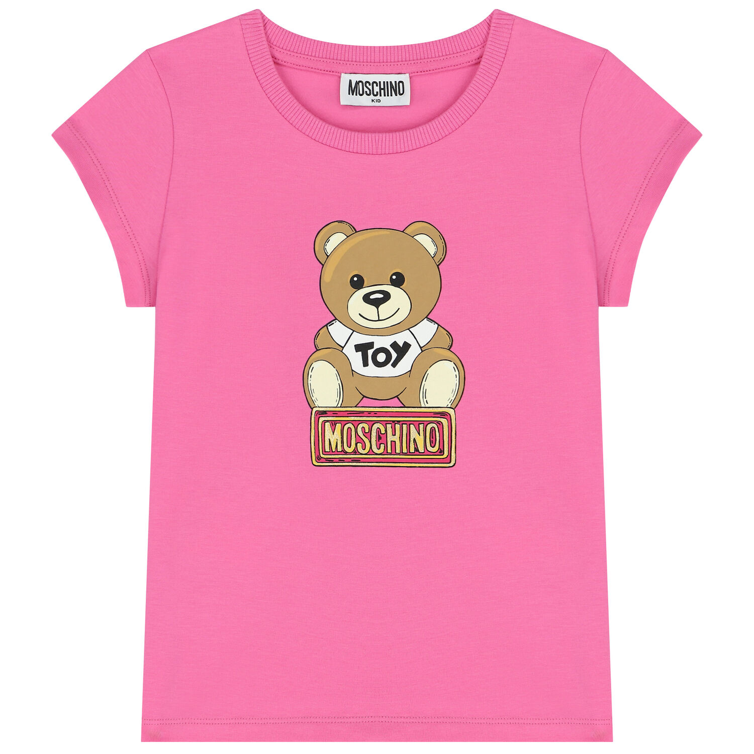 Girls Pink Teddy Bear Logo T-Shirt, 3, hi-res