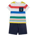 Boys White & Navy Shorts Set, 1, hi-res
