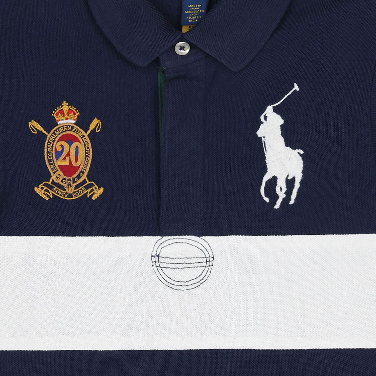 Boys Navy Blue & White Pony Logo Polo Shirt, 1, hi-res