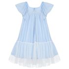 Girls Blue Dotted Tulle Dress, 1, hi-res