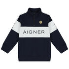 Boys Navy Blue Logo Tracksuit, 1, hi-res