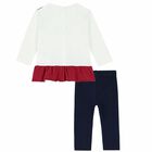 Girls White & Navy Leggings Set, 1, hi-res