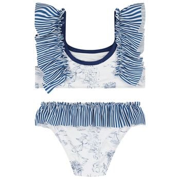 Girls Navy Blue & White Bikini