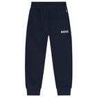 Boys Navy Blue Logo Tracksuit, 1, hi-res