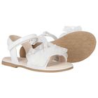 Girls White Tulle Ruffle Sandals, 1, hi-res