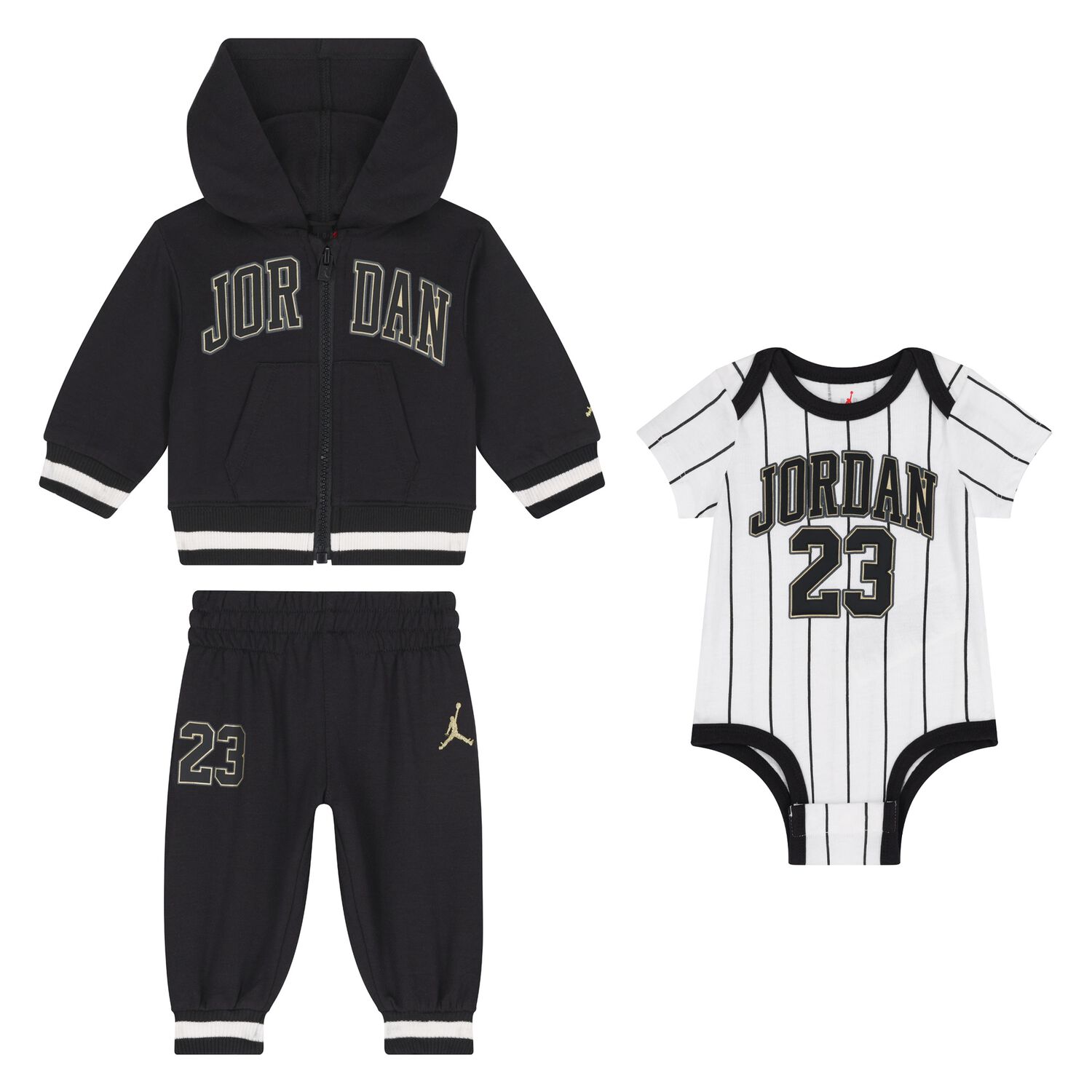 Baby Boys White & Black Jordan Logo Tracksuit Set (3 Piece), 1, hi-res