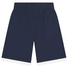 Boys Navy Blue Logo Shorts, 1, hi-res
