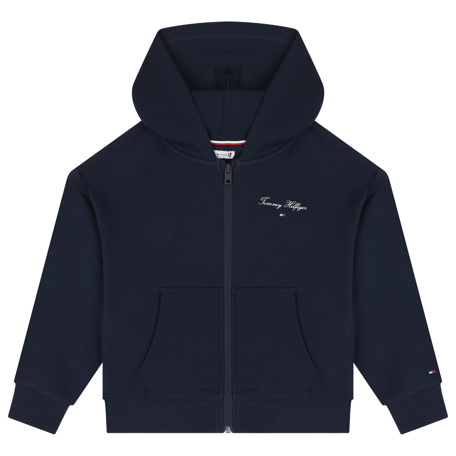 Girls Navy Blue Logo Zip Up Top, 1, hi-res