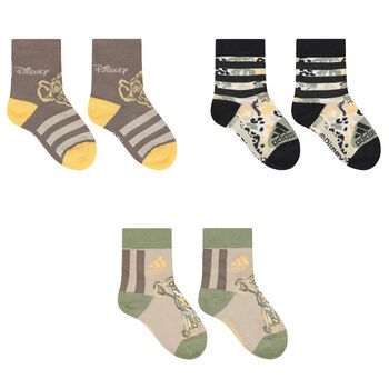 Beige, Grey & Green Logo Socks ( 3- Pack )