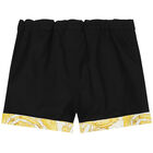 Younger Boys Black & Gold Barocco Shorts, 1, hi-res