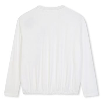 Girls Ivory Logo Long Sleeve Top