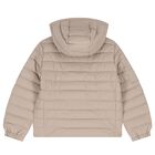 Boys Beige Logo Puffer Jacket, 1, hi-res