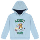 Boys Blue Varsity Tiger Hooded Top, 1, hi-res