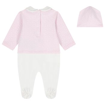 Baby Girls Pink & White Logo Babygrow Gift Set