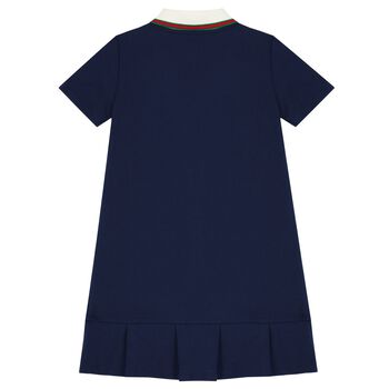 Girls Navy & Red Logo Polo Dress