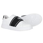 White & Black Logo Trainers, 2, hi-res