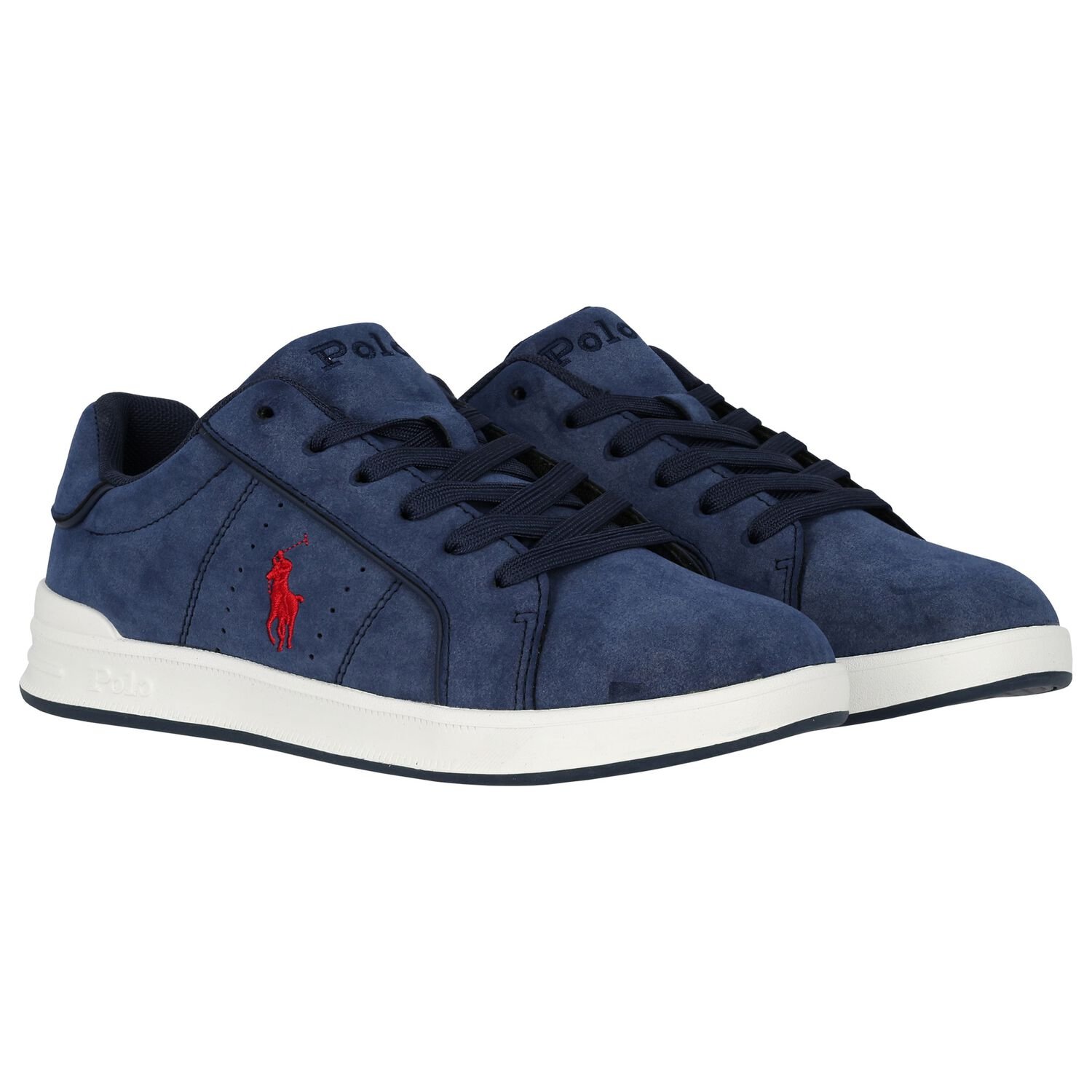 Boys Navy Blue Logo Trainers, 1, hi-res