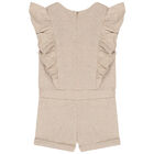Younger Girls Beige Logo Playsuit, 1, hi-res