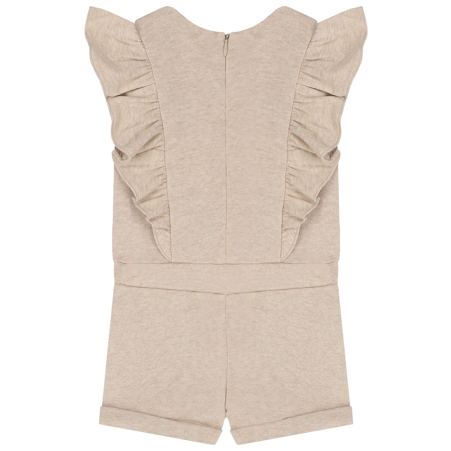 Younger Girls Beige Logo Playsuit, 1, hi-res