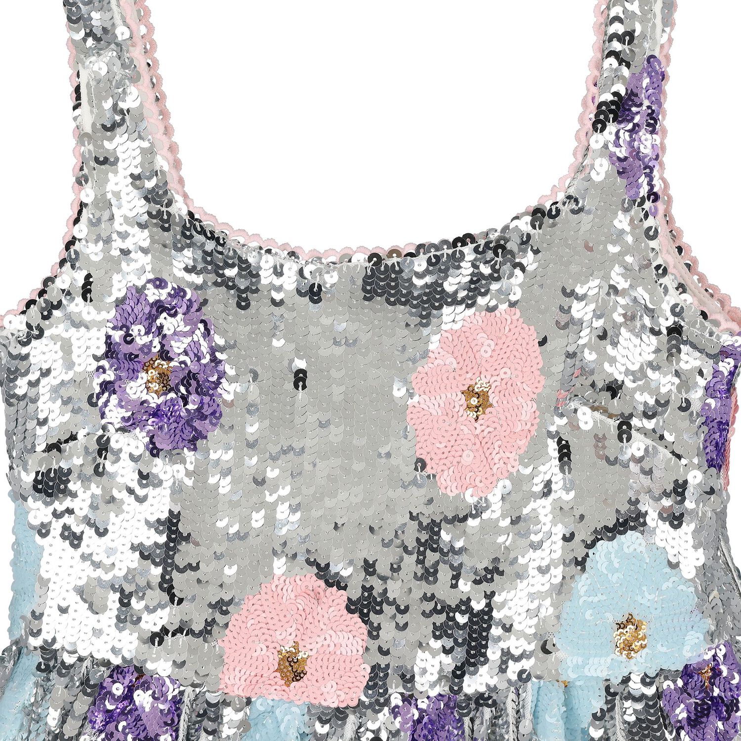 Girls Silver Sequin Dress, 1, hi-res
