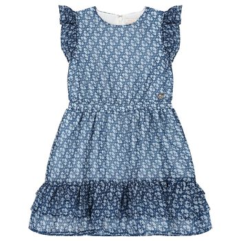 Girls Blue Logo Chiffon Dress