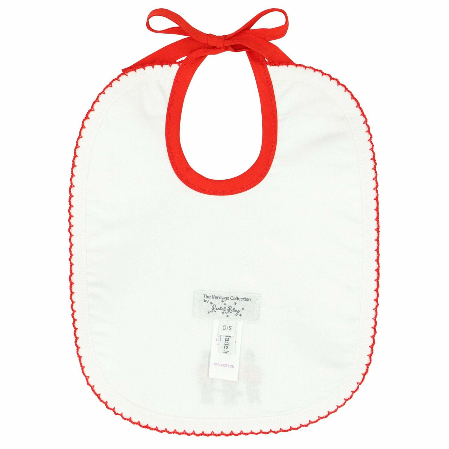 Baby White Embroidered Bib, 1, hi-res