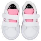 Girls White & Pink Grand Court Trainers, 1, hi-res