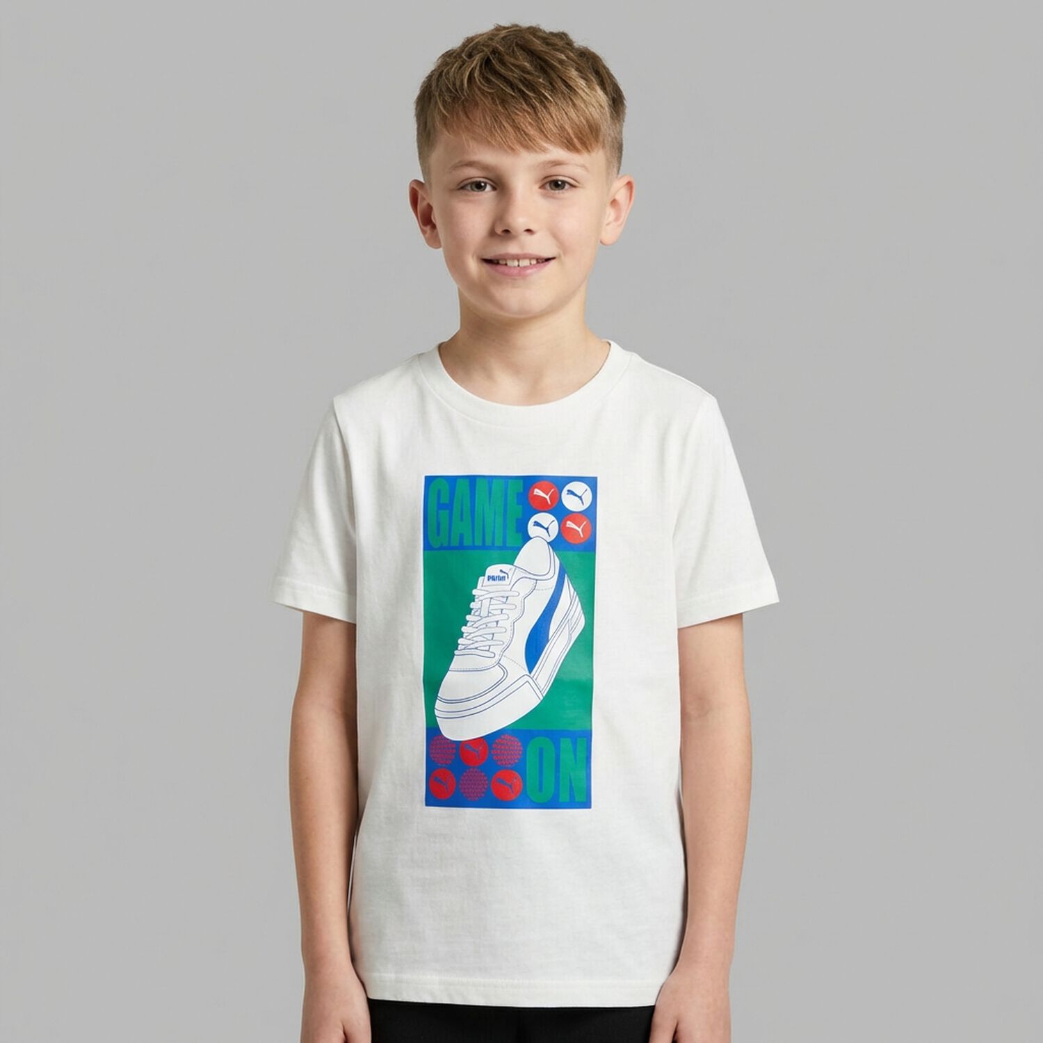 Boys White Logo T-Shirt, 1, hi-res