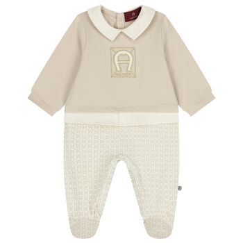 Beige Logo Babygrow 