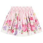 Girls Pink & White Floral Skirt Set, 1, hi-res