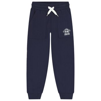 Boys Navy Blue Logo Joggers