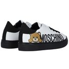 White & Black Logo Leather Trainers, 1, hi-res