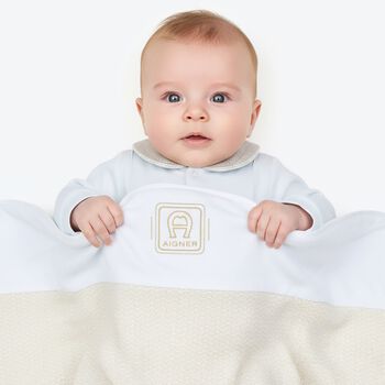 Baby Boys Blue & Gold Logo Blanket