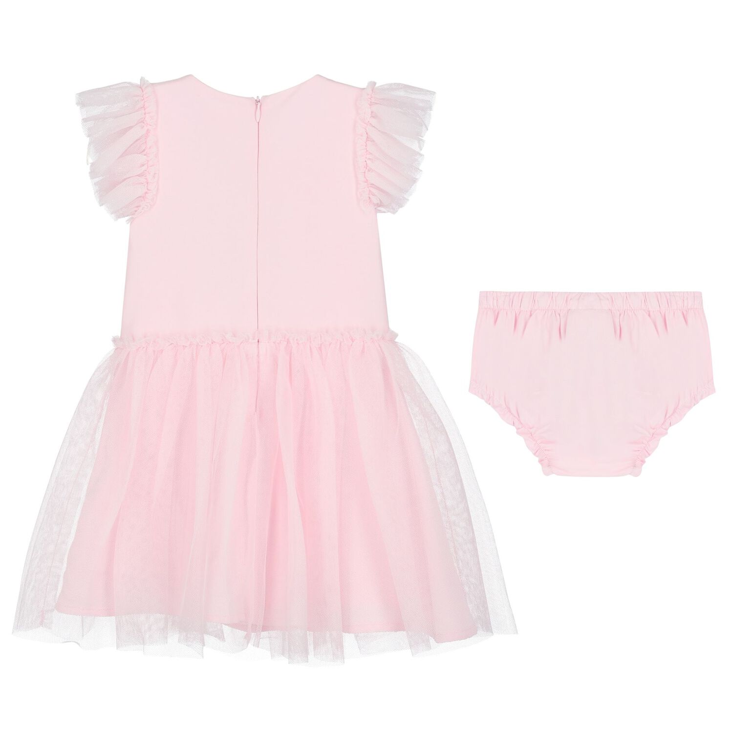 Baby Girls Pink Tulle Dress, 1, hi-res