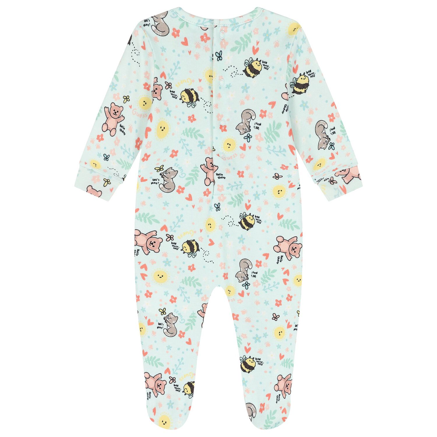 Baby Girls Green Cotton Bear Babygrow, 1, hi-res