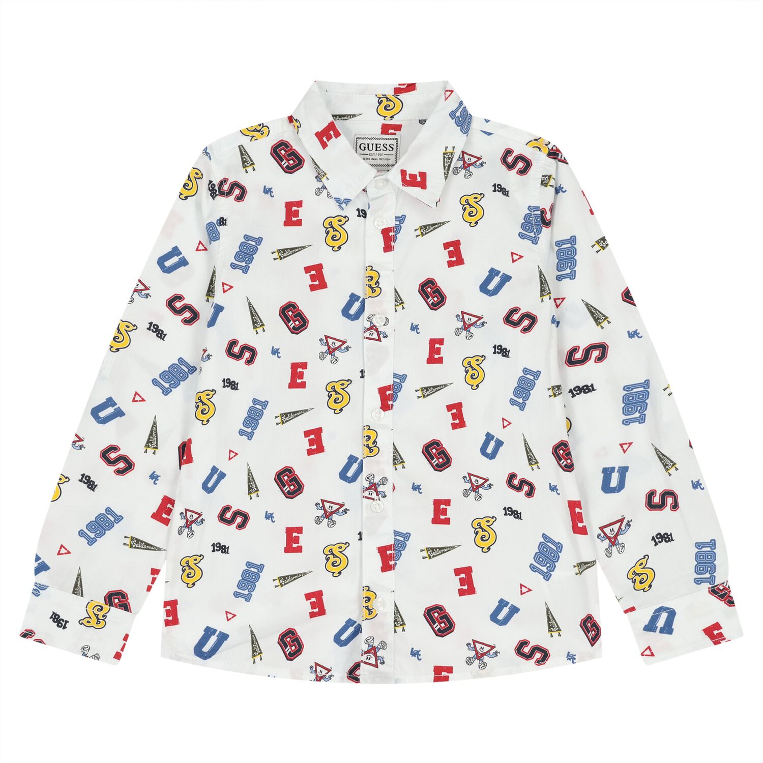 Boys White Logo Shirt, 1, hi-res