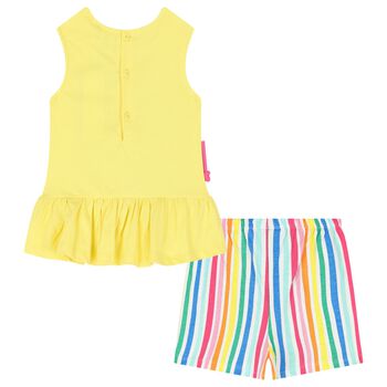 Girls Yellow Sequin Top & Shorts Set