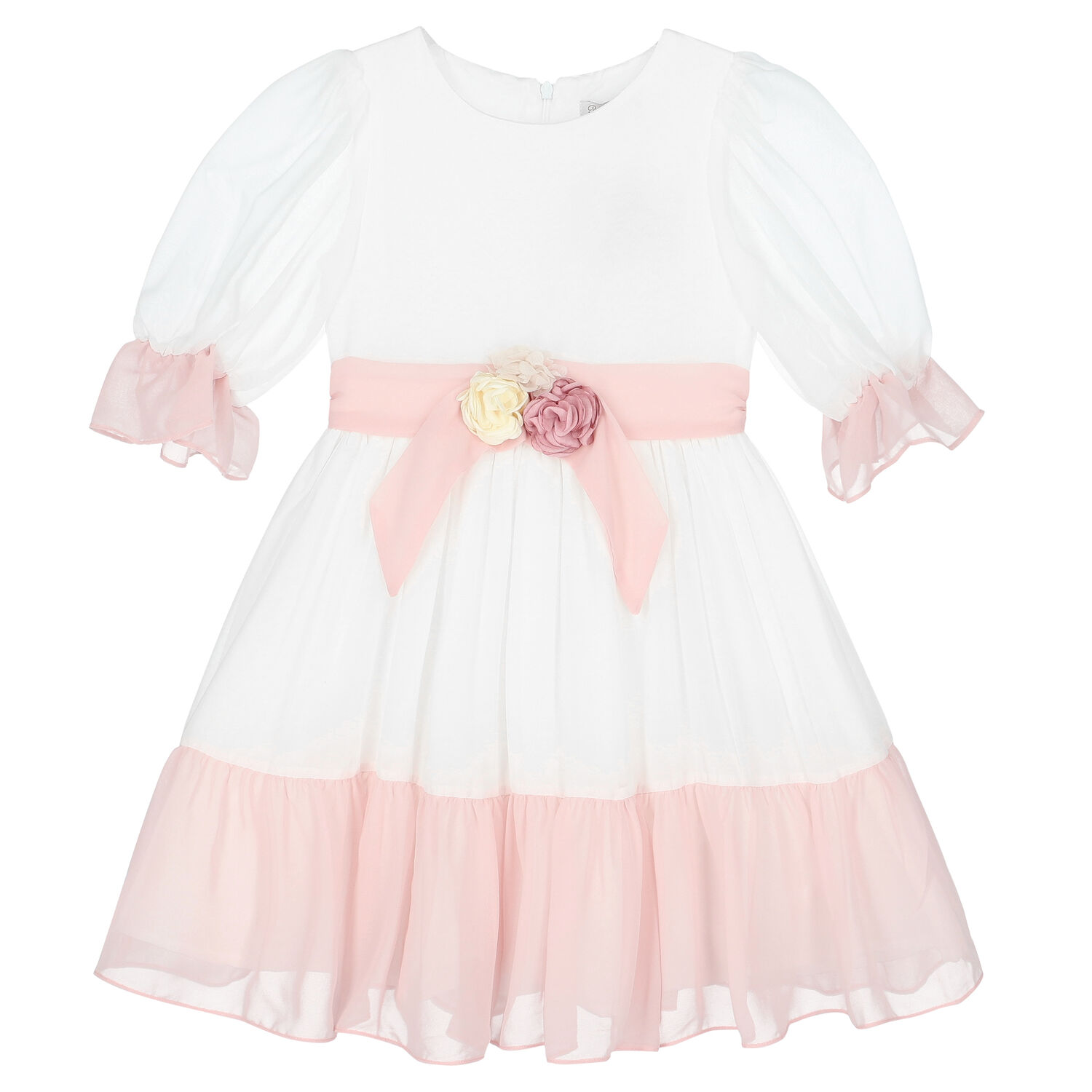 Girls Ivory Chiffon Dress, 1, hi-res image number null