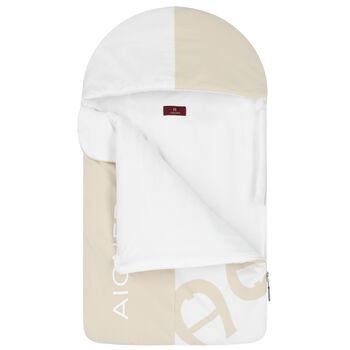 Beige & White Logo Baby Nest