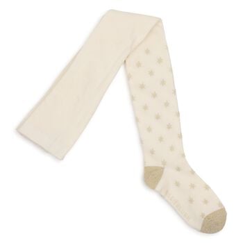 Girls Ivory & Gold Star Tights