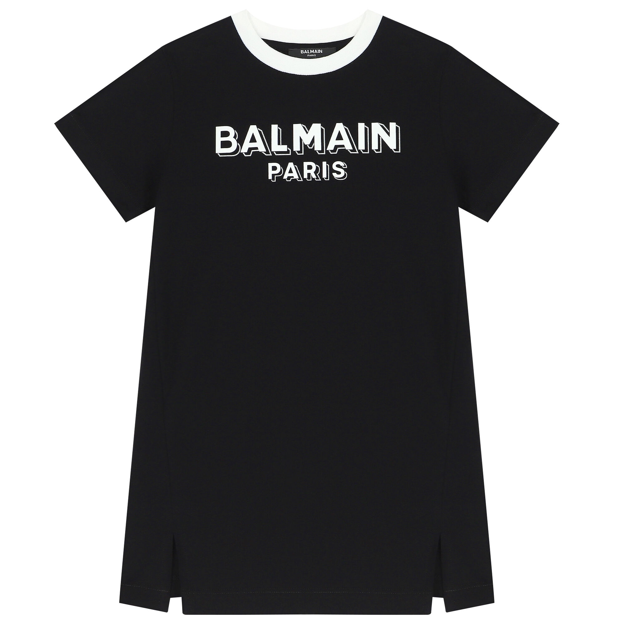 Balmain Girls Black Logo T Shirt Dress Junior Couture UK