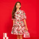 Girls Pink & Red Embroidered Sequin Dress , 1, hi-res