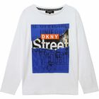 Boys White Logo Long Sleeved Top, 1, hi-res