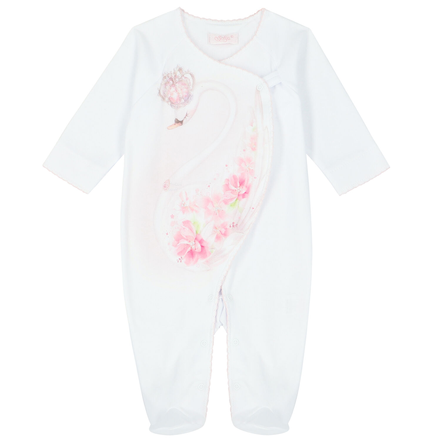 Baby Girls White Swan Babygrow, 1, hi-res