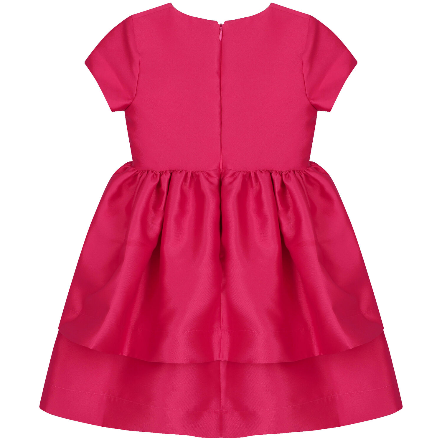 Girls Pink Ruffled Satin Dress, 1, hi-res