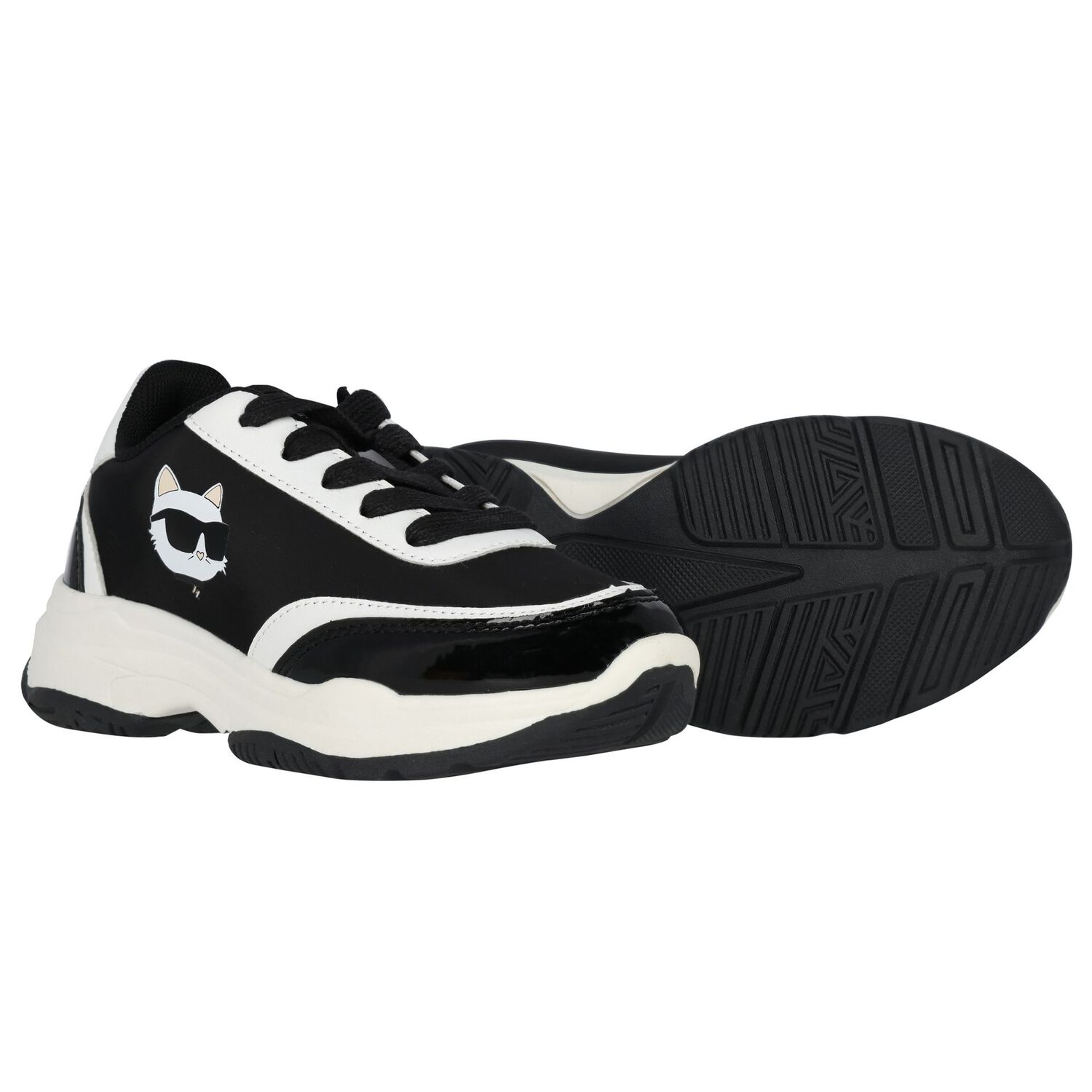 Girls Black Choupette Trainers, 1, hi-res